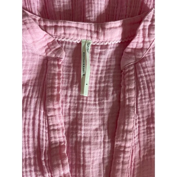 Anthropologie Kallie Flowy Tunic Dress Pink Beach Cover-Up NWOT Sz S - Picture 6 of 9